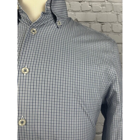 Charles Tyrwhitt Mens Dress Shirt 14 1/2-33 Slim Fit Blue,White Check Non-Iron - Picture 4 of 7